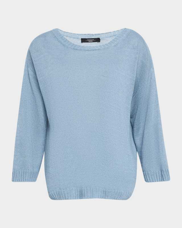Selz Scoop-Neck Linen Knit Sweater